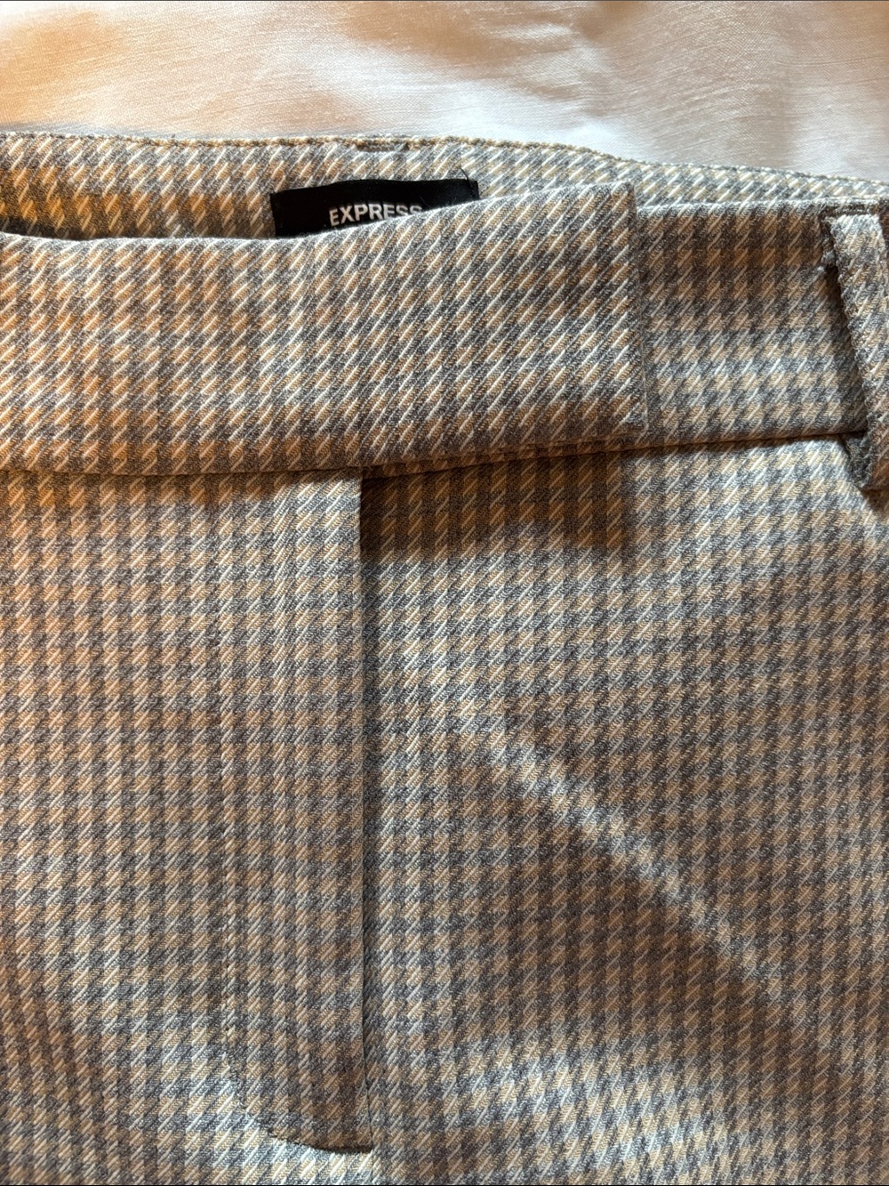 Express Editor Taupe and Cream Houndstooth Trousers - Picture 3 of 6